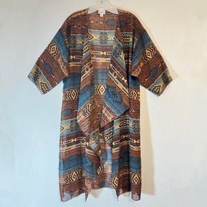 LULAROE SHIRLEY KIMONO SIZE MEDIUM SOUTHWESTERN DESIGN
